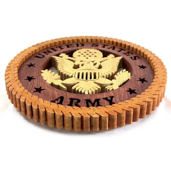 Handmade United States Army Wood Wall Plaque Seal Eagle Military 9” - Picture 4 of 6